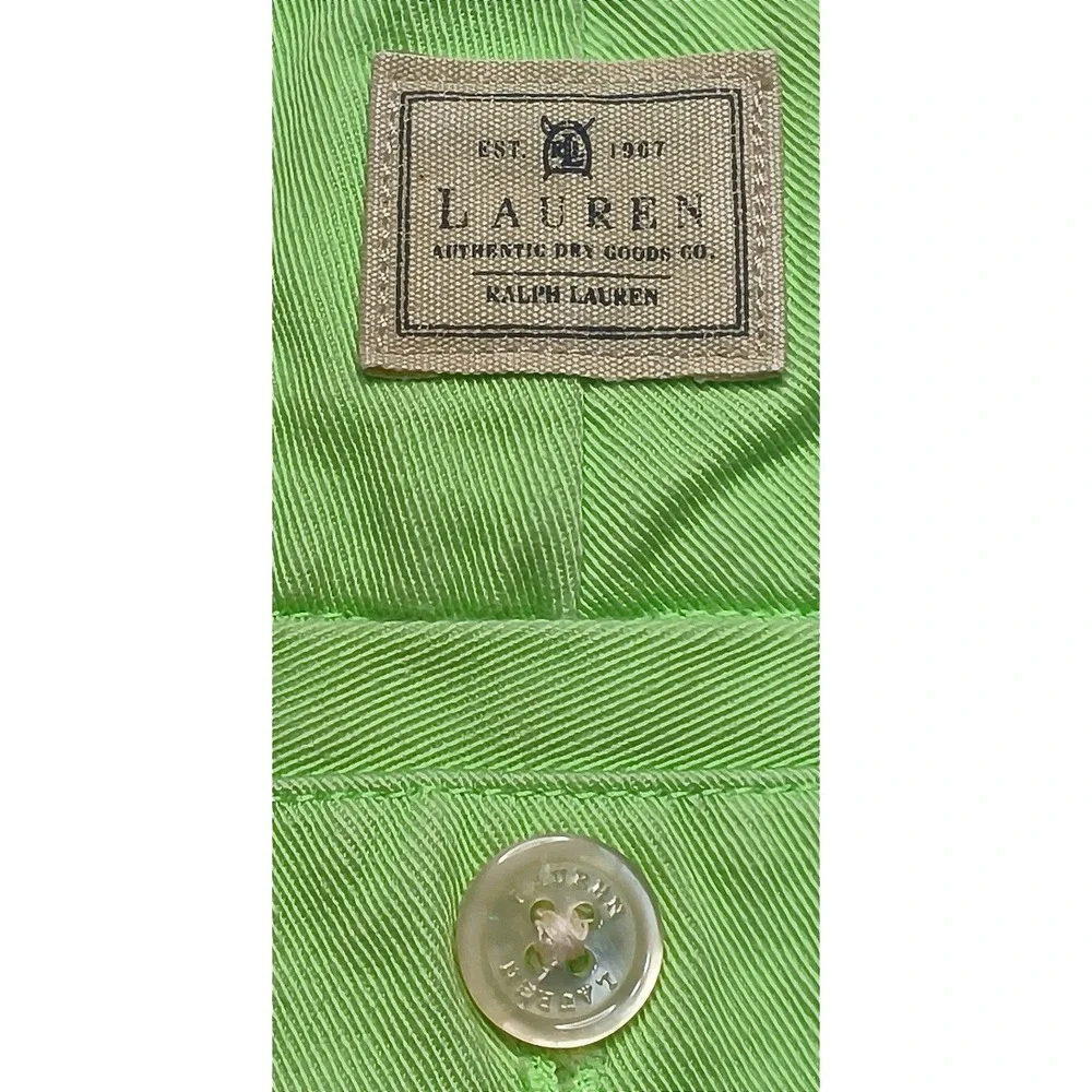 Preppy Lauren Ralph Lauren Chino Shorts Women 8 Green Cotton Twill High‎ Rise